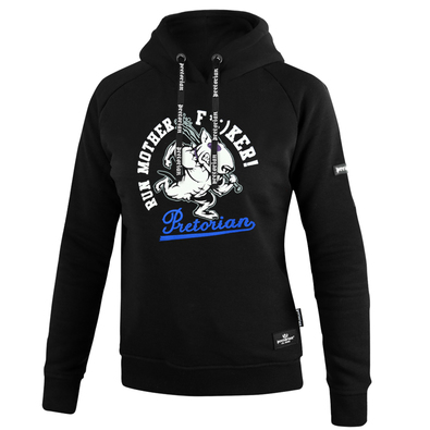 Bluza damska z kapturem Pretorian Run motherf*:)ker! - czarna